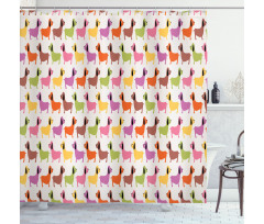 Colorful Puppy Motif Shower Curtain