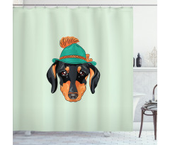 Hipster Dog and Hat Shower Curtain