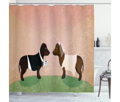 Cartoon Dog Marriage Shower Curtain