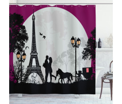 Couple with Full Moon Shower Curtain