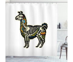 Sugar Skull Style Alpaca Shower Curtain