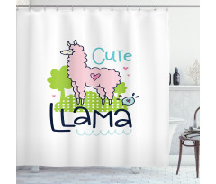 Pink Animal Cartoon Shower Curtain