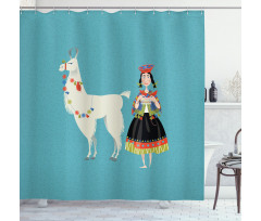 Peruvian Knitting Woman Shower Curtain