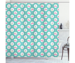 Cherry and Flowers Shower Curtain