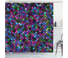 Mosaic Pixel Pattern Shower Curtain