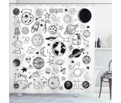 Planets Asteroids Cosmos Shower Curtain