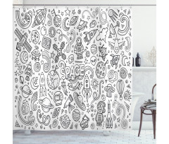 Astro Scketch Planets Shower Curtain