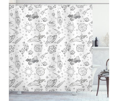 Doodle Solar System Space Shower Curtain