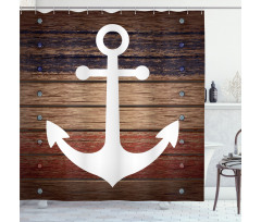 Boat Theme Anchor Motif Shower Curtain