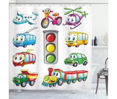 Cheerful Transportation Shower Curtain