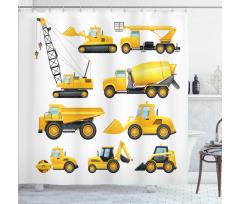 Construction Vehicles Shower Curtain
