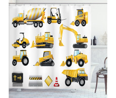 Yellow Construction Site Shower Curtain