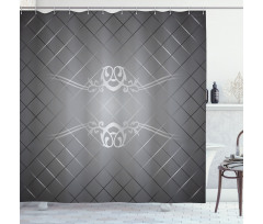 Checkered Pattern Scroll Shower Curtain