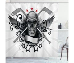 Skull with Sticks Stars Shower Curtain