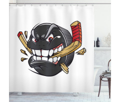 Cartoon Puck Bites Stick Shower Curtain