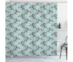 Vintage Floral Stalks Shower Curtain