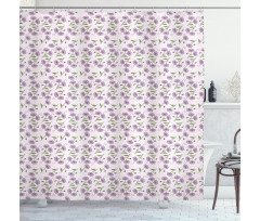 Retro Violets Buds Shower Curtain
