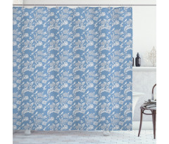 Garden Flower Motif Shower Curtain