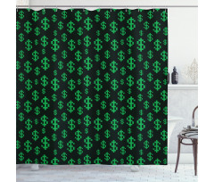 Pixel Art Dollar Pattern Shower Curtain
