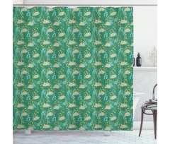 Blooming Leaves Petals Shower Curtain
