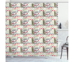 Happy Words with Hearts Shower Curtain