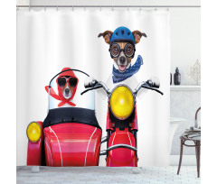 Funny Canine on Bike Shower Curtain