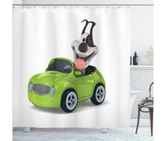 Fun Dog Sports Car Shower Curtain
