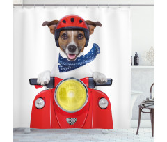 Puppy Pet Motorbike Shower Curtain