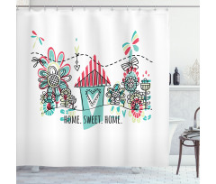 House Heart Shape Shower Curtain