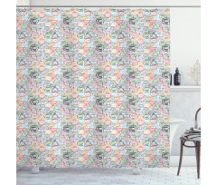 Retro Postal Pattern Shower Curtain