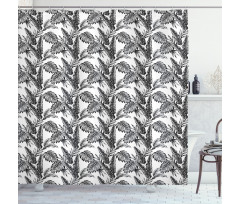 Tropical Tree Leaves Shower Curtain
