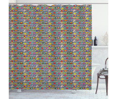 Quirky Cartoon Striped Shower Curtain
