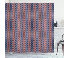Checkered Floral Dotted Shower Curtain
