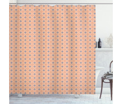 Floral Motif and Stars Shower Curtain