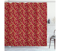 Colored Foliage Pattern Shower Curtain