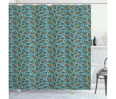 Retro Foliage Pattern Shower Curtain