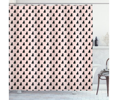 Black Silhouettes on Pink Shower Curtain