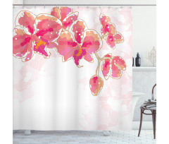 Contour Drawing Orchids Shower Curtain