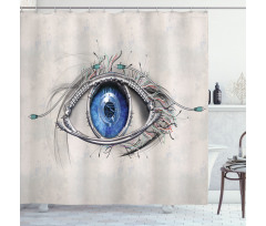 Futuristic Mechanic Sight Shower Curtain