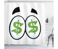 Green Dollar Signs Cartoon Shower Curtain
