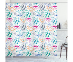 Retro Cartoon Style Shower Curtain