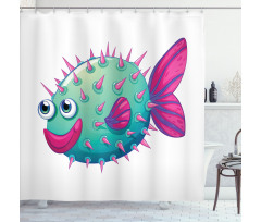 Vibrant Color Bubble Fish Shower Curtain