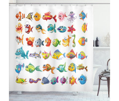 Happy Fish Abstract Shower Curtain