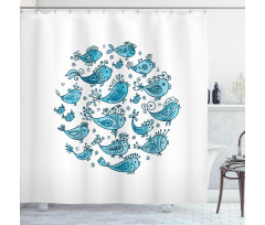 School of Fish Sketch Art Shower Curtain