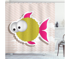 Comical Blowfish Huge Eyes Shower Curtain