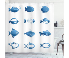 Array of Fish Marine Life Shower Curtain