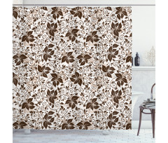 Brown Flower Leaves Shower Curtain