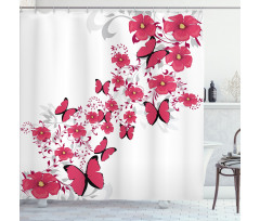 Flower Butterfly Shower Curtain