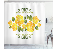 Roses with Swirl Frame Shower Curtain