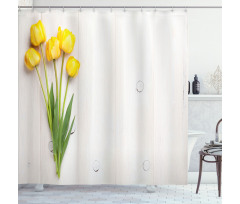 Tulips on Rustic Board Shower Curtain